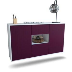 Sideboard Pasadena | hängend | Korpus Weiß | Front in Lila | 136x79x35cm (BxHxT)