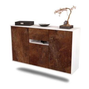 Sideboard Hampton | hängend | Korpus Weiß | Front in Rost Optik | 136x79x35cm (BxHxT)