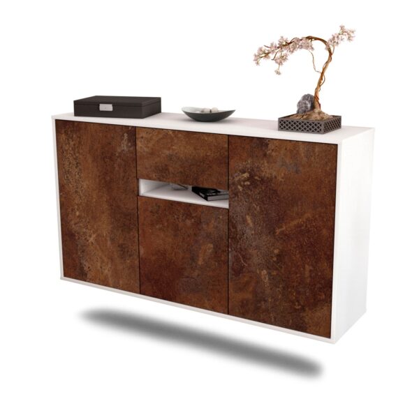 Sideboard Hampton | hängend | Korpus Weiß | Front in Rost Optik | 136x79x35cm (BxHxT)