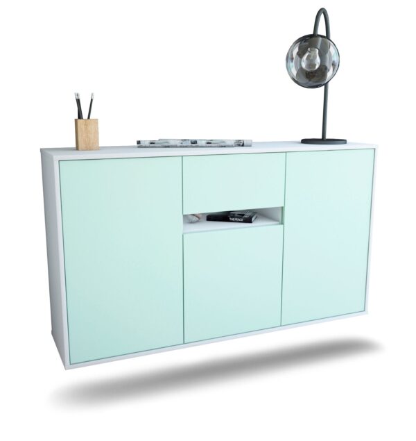 Sideboard Hampton | hängend | Korpus Weiß | Front in Mint | 136x79x35cm (BxHxT)