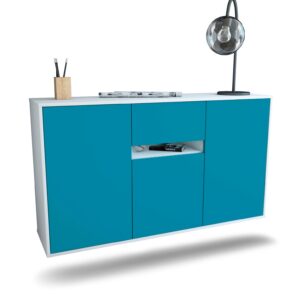 Sideboard Hampton | hängend | Korpus Weiß | Front in Türkis | 136x79x35cm (BxHxT)