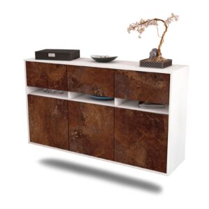 Sideboard Joliet | hängend | Korpus Weiß | Front in Rost Optik | 136x79x35cm (BxHxT)