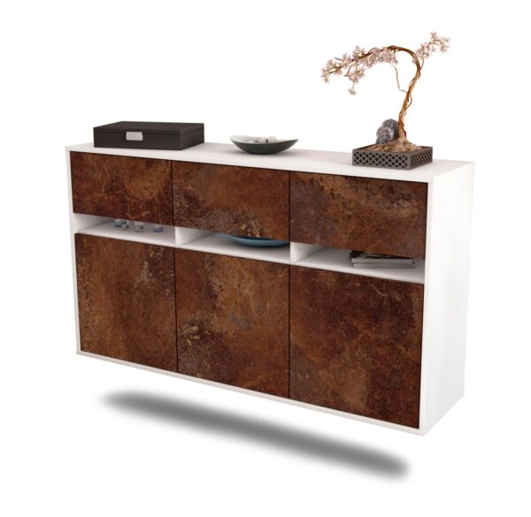 Sideboard Joliet | hängend | Korpus Weiß | Front in Rost Optik | 136x79x35cm (BxHxT)