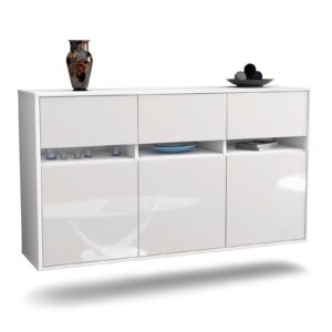 Sideboard Joliet | hängend | Korpus Weiß | Front in Hochglanz Weiß | 136x79x35cm (BxHxT)