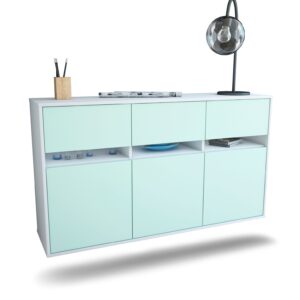 Sideboard Joliet | hängend | Korpus Weiß | Front in Mint | 136x79x35cm (BxHxT)