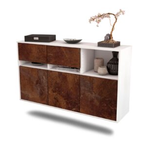 Sideboard Enterprise | hängend | Korpus Weiß | Front in Rost Optik | 136x79x35cm (BxHxT)