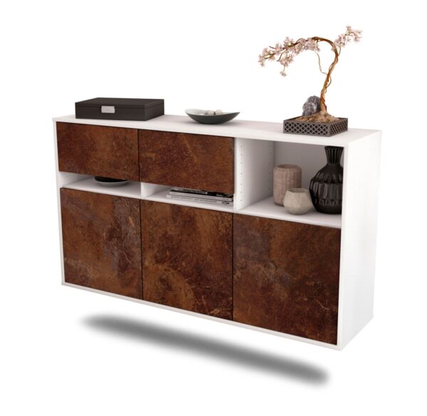 Sideboard Enterprise | hängend | Korpus Weiß | Front in Rost Optik | 136x79x35cm (BxHxT)