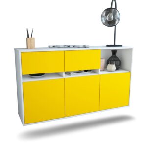 Sideboard Enterprise | hängend | Korpus Weiß | Front in Gelb | 136x79x35cm (BxHxT)