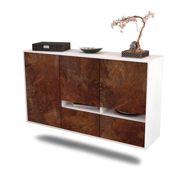 Sideboard Lancaster | hängend | Korpus Weiß | Front in Rost Optik | 136x79x35cm (BxHxT)