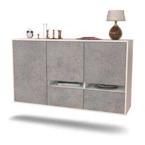 Sideboard Lancaster | hängend | Korpus Weiß | Front in Beton Optik | 136x79x35cm (BxHxT)