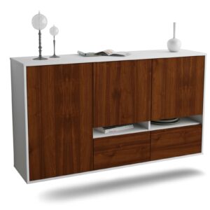 Sideboard Lancaster | hängend | Korpus Weiß | Front in Walnuss Holz Optik | 136x79x35cm (BxHxT)