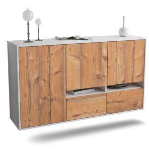 Sideboard Lancaster | hängend | Korpus Weiß | Front in Pinie Holz Optik | 136x79x35cm (BxHxT)