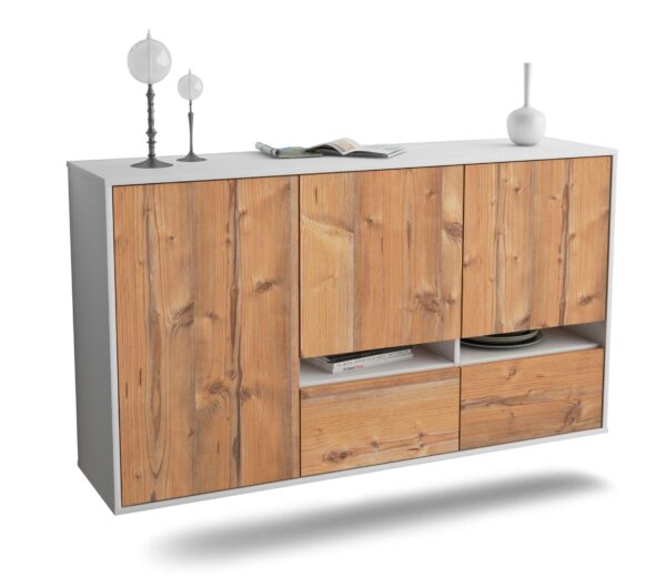 Sideboard Lancaster | hängend | Korpus Weiß | Front in Pinie Holz Optik | 136x79x35cm (BxHxT)