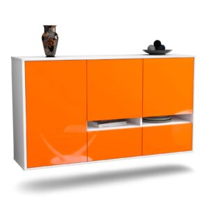 Sideboard Lancaster | hängend | Korpus Weiß | Front in Hochglanz Orange | 136x79x35cm (BxHxT)
