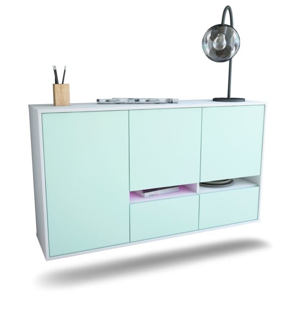 Sideboard Lancaster | hängend | Korpus Weiß | Front in Mint | 136x79x35cm (BxHxT)