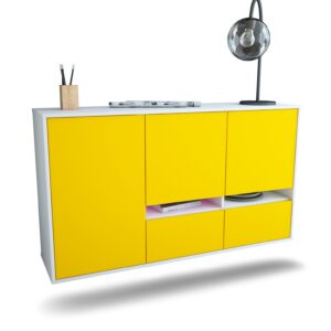 Sideboard Lancaster | hängend | Korpus Weiß | Front in Gelb | 136x79x35cm (BxHxT)