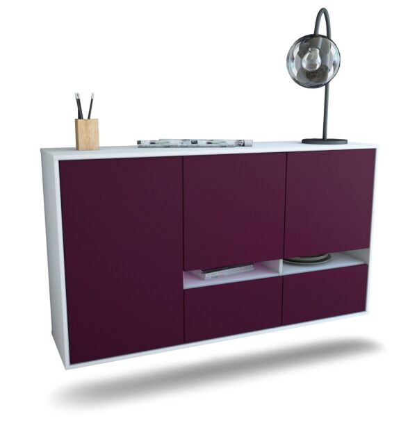 Sideboard Lancaster | hängend | Korpus Weiß | Front in Lila | 136x79x35cm (BxHxT)