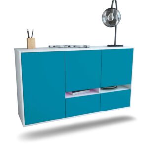 Sideboard Lancaster | hängend | Korpus Weiß | Front in Türkis | 136x79x35cm (BxHxT)