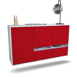 Sideboard Lancaster | hängend | Korpus Weiß | Front in Bordeaux | 136x79x35cm (BxHxT)