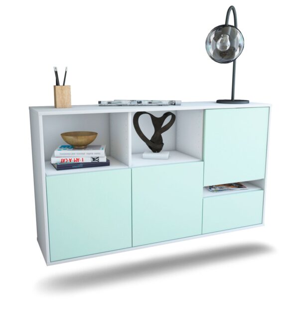 Sideboard Salinas | hängend | Korpus Weiß | Front in Mint | 136x79x35cm (BxHxT)