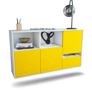 Sideboard Salinas | hängend | Korpus Weiß | Front in Gelb | 136x79x35cm (BxHxT)