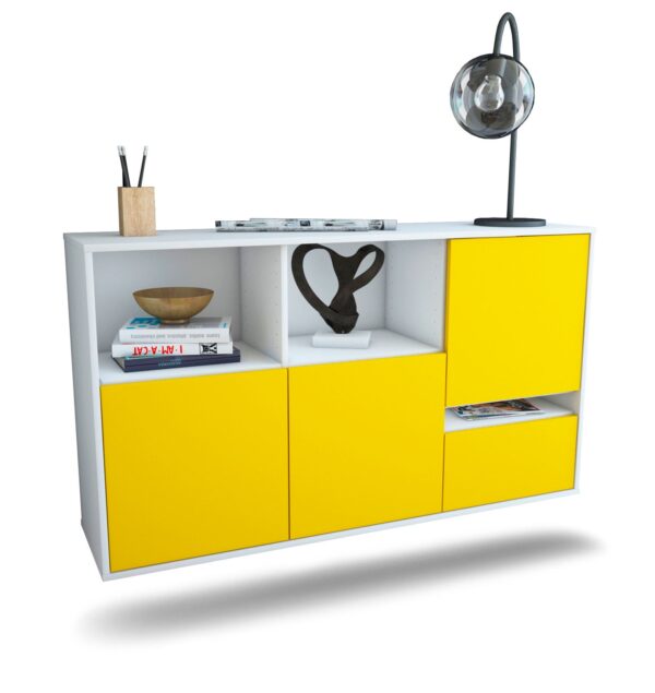 Sideboard Salinas | hängend | Korpus Weiß | Front in Gelb | 136x79x35cm (BxHxT)