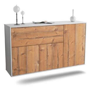 Sideboard Naperville | hängend | Korpus Weiß | Front in Pinie Holz Optik | 136x79x35cm (BxHxT)