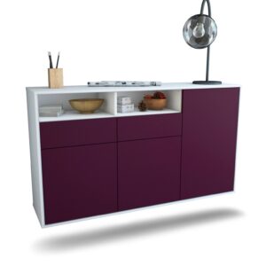 Sideboard Hollywood | hängend | Korpus Weiß | Front in Lila | 136x79x35cm (BxHxT)