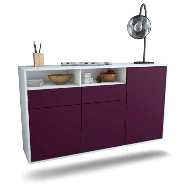 Sideboard Hollywood | hängend | Korpus Weiß | Front in Lila | 136x79x35cm (BxHxT)