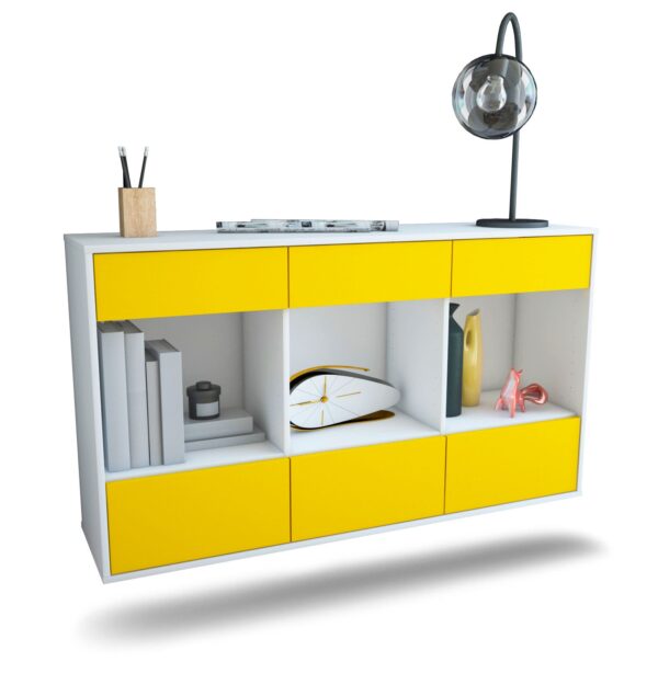 Sideboard Torrance | hängend | Korpus Weiß | Front in Gelb | 136x79x35cm (BxHxT)