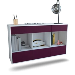 Sideboard Torrance | hängend | Korpus Weiß | Front in Lila | 136x79x35cm (BxHxT)