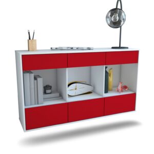 Sideboard Torrance | hängend | Korpus Weiß | Front in Bordeaux | 136x79x35cm (BxHxT)