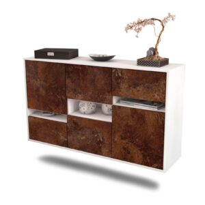 Sideboard Hayward | hängend | Korpus Weiß | Front in Rost Optik | 136x79x35cm (BxHxT)