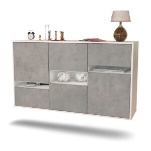 Sideboard Hayward | hängend | Korpus Weiß | Front in Beton Optik | 136x79x35cm (BxHxT)