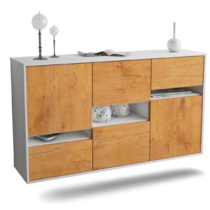 Sideboard Hayward | hängend | Korpus Weiß | Front in Eiche Holz Optik | 136x79x35cm (BxHxT)