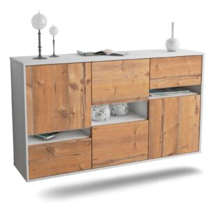 Sideboard Hayward | hängend | Korpus Weiß | Front in Pinie Holz Optik | 136x79x35cm (BxHxT)