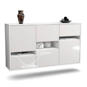 Sideboard Hayward | hängend | Korpus Weiß | Front in Hochglanz Weiß | 136x79x35cm (BxHxT)