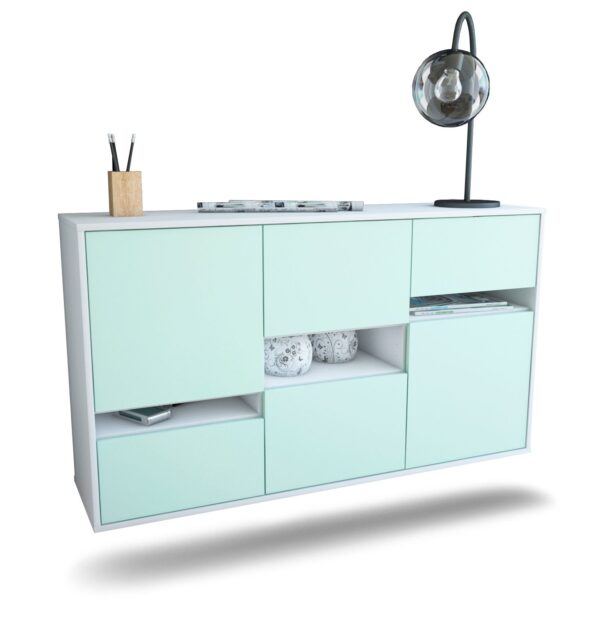 Sideboard Hayward | hängend | Korpus Weiß | Front in Mint | 136x79x35cm (BxHxT)
