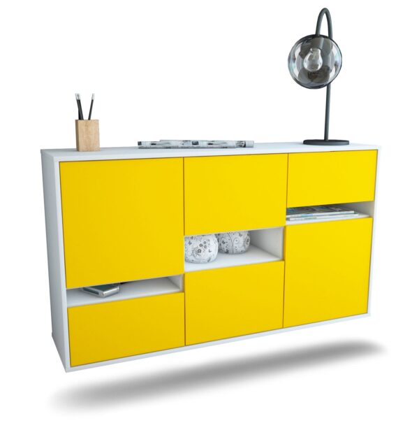 Sideboard Hayward | hängend | Korpus Weiß | Front in Gelb | 136x79x35cm (BxHxT)