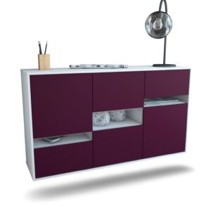 Sideboard Hayward | hängend | Korpus Weiß | Front in Lila | 136x79x35cm (BxHxT)