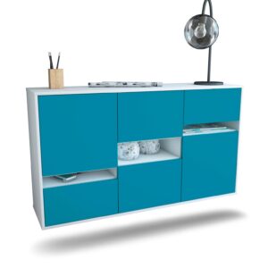Sideboard Hayward | hängend | Korpus Weiß | Front in Türkis | 136x79x35cm (BxHxT)