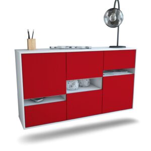 Sideboard Hayward | hängend | Korpus Weiß | Front in Bordeaux | 136x79x35cm (BxHxT)