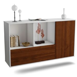 Sideboard Palmdale | hängend | Korpus Weiß | Front in Walnuss Holz Optik | 136x79x35cm (BxHxT)