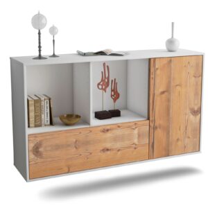 Sideboard Palmdale | hängend | Korpus Weiß | Front in Pinie Holz Optik | 136x79x35cm (BxHxT)
