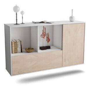 Sideboard Palmdale | hängend | Korpus Weiß | Front in Zeder Holz Optik | 136x79x35cm (BxHxT)