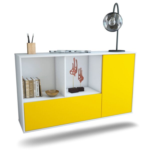 Sideboard Palmdale | hängend | Korpus Weiß | Front in Gelb | 136x79x35cm (BxHxT)