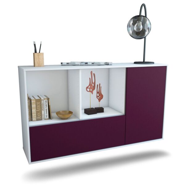 Sideboard Palmdale | hängend | Korpus Weiß | Front in Lila | 136x79x35cm (BxHxT)