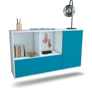 Sideboard Palmdale | hängend | Korpus Weiß | Front in Türkis | 136x79x35cm (BxHxT)