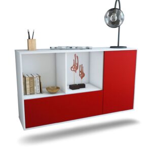 Sideboard Palmdale | hängend | Korpus Weiß | Front in Bordeaux | 136x79x35cm (BxHxT)