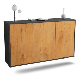 Sideboard Chattanooga | hängend | Korpus Anthrazit | Front in Eiche Holz Optik | 136x79x35cm (BxHxT)